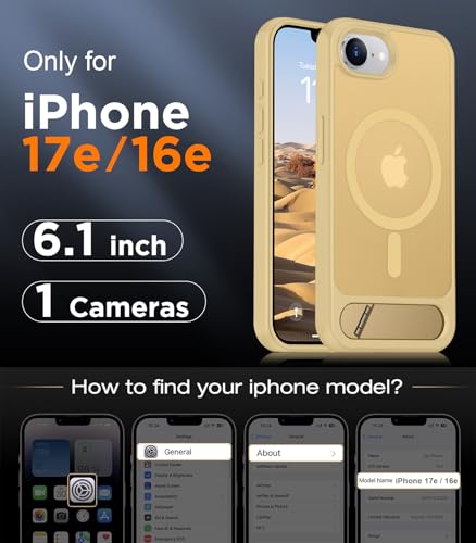 Image of Magnetic Compatible with iPhone 17e Case & iPhone 16e Case,[Built-in Invisible Kickstand][Compatible with MagSafe][Military Grade Shockproof] Slim Translucent Matte Case for iPhone 16e /17e 6.1 inch