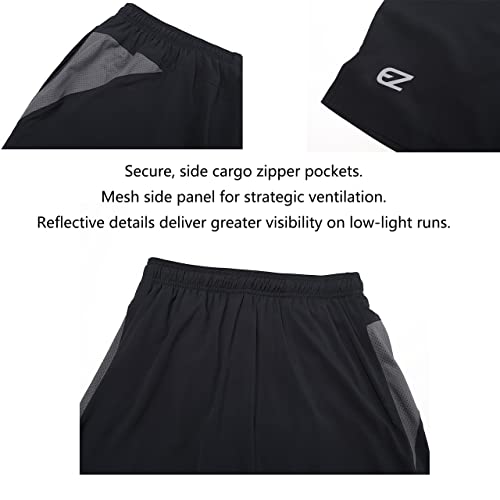 EZRUN Mens 9 Inch Lightweight Running Workout Shorts with Liner Loose-Fit Gym Shorts for Men with Zipper Pockets4