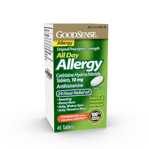 GoodSense All Day Allergy Cetirizine Hydrochloride Tablets 10 mg Antihistamine 45 Count