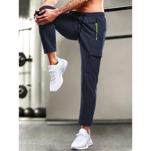 Men's Casual Cargo Sweatpants Loose Fit Pants Joggers for Men, Lightweight Stretch Quick Dry with Zipper Pocket Drawstring4