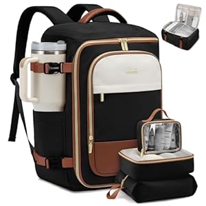 LOVEVOOK Mochila de viaje aprobada por aerolíneas para laptop, 4 unidades, Negro y marrón, Viajes