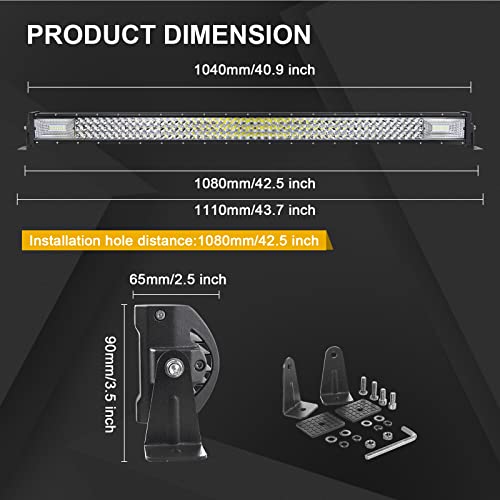Willpower 42 Inch 540W LED Light Bar 12V 24V Spot Flood Combo Beam Driving Lights IP67 Waterproof Work Fog Lamps for 4X4 Offroad Truck Car SUV ATV Vehicle Boat Lighting with Wire Harness by Willpower - Image 2