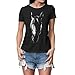 Produktbild Crintiff  Pferdekopf Mustang T-Shirt Damen Schwarz und Weiß  100 % Baumwolle  Rundhals Gr. Small, Schwarz