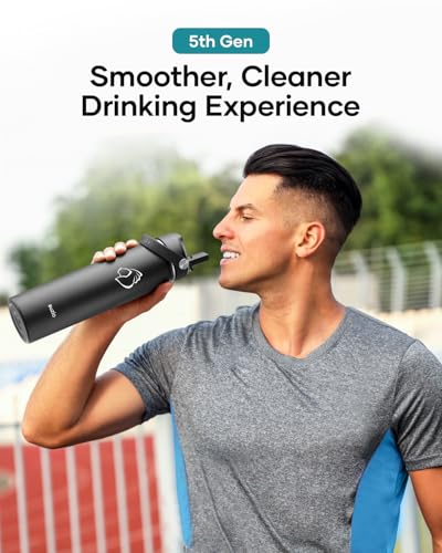 Buzio Stainless Steel Insulated Water Flask, Black, 24oz