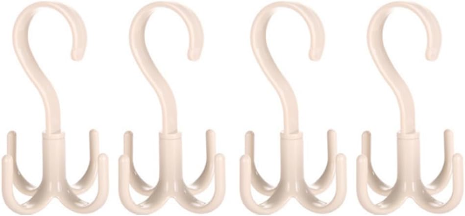 4-Pack Multifunctional Rotatable Hooks 360 Closet S Hooks for Hanging Clothes Ties Scarves Organizer Wardrobe Storage Hangers Home Drying Rack 5.11X2.95X2.95 Inches