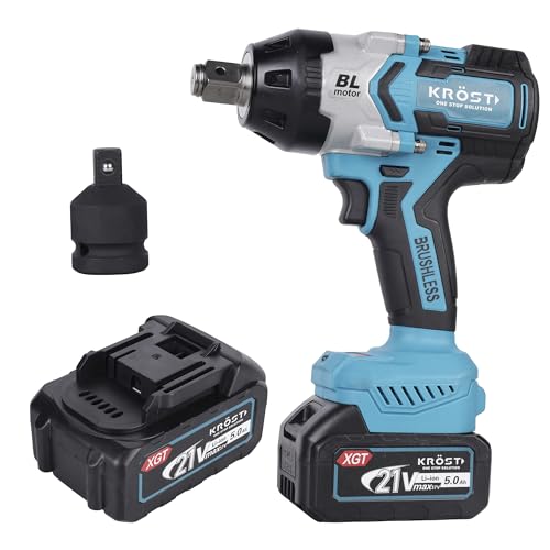 KROST Pro Series 1300NM Torque CordlessBrushless Impact Wrench 3/4", with 3/4"-1/2" Converter Double Li-Ion Batteries,Auto Stop Function, Forward/Reverse Rotation (Impact Wrench) (B0CSD3W9L9) Amazon Price History, Amazon Price Tracker