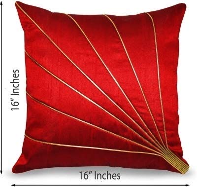 Image of Golden Striped Cushion Cover, 16 Inch x 16 Inch, Set of 5, Multicolour