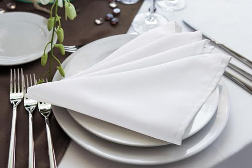 Image of Kitchen Napkin 100% Cotton Pack of 50 (15 X 15 Inches) Dinner Napkins with Hemmed Edges,Cloth Napkins for Wedding,Parties,Hotels-Snowy White