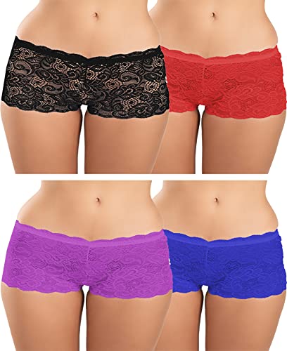 Image of FIMS - Fashion is my style Cotton Lycra Net Boy Short Panty for Womens, Mid Rise, Satin, Hipster Panties, Daily Use, Back and Front Coverage, Brief, See Main Image to Check How Many Panty You Will Get