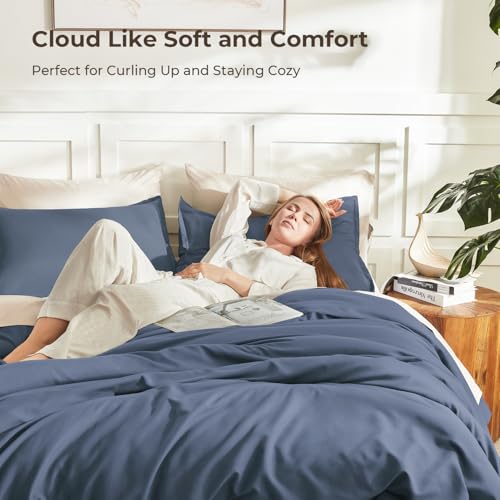 Image of Litanika Twin XL Comforter Set Slate Blue, 2 Pieces Extra Long Dorm Bedding Sets, Soft Down Alternative Comforter All Season Quilt Blanket