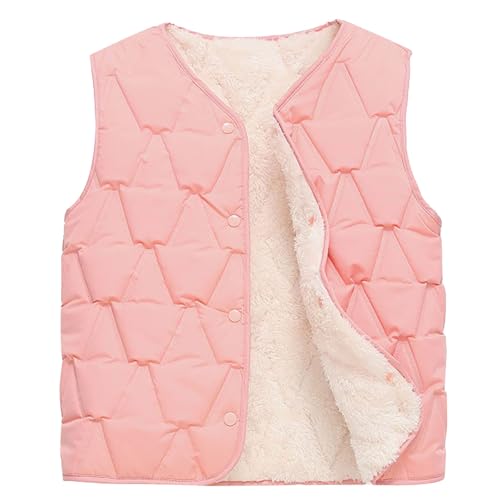 Kids Fleece Vest Fall Fuzzy Thermal Lightweight Sleeveless Winter Jacket for Girls Button Down V Neck Puffer Coat