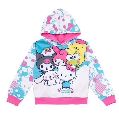 Hello Kitty Big Girls Fleece Pullover Hoodie Blue/Pink 10-12