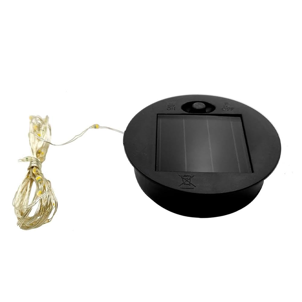 Cikiki Solar Light Replacement Top,2024 Solar Watering Can Replacement Top with String Lights, Round Solar Light Replacement Panel for Garden Light