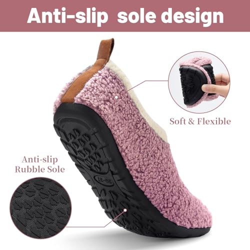 Image of Ibeauti Women Mens House Slippers Lightweight Comfy Barefoot Slipper Socks Rubber Sole House Shoes for Indoor /Outdoor Bedroom Travel