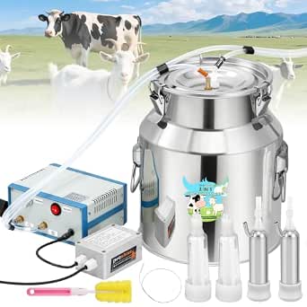 Upgraded 2-in-1 Goat Milking Machine 14L with Battery Power and Stainless Steel Bucket