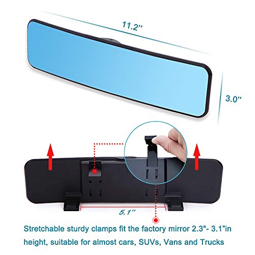 SkycropHD Anti Glare Rear View Mirror for Car, Clip on Wide Angle Panoramic Rearview Mirror Eliminate Blind Spots – Convex, Blue by SkycropHD - Image 5
