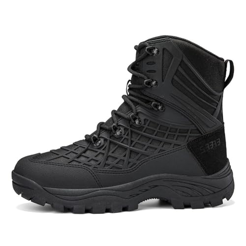 Botas de Senderismo, Botas de montaña, Zapatos Impermeables de Goma Antideslizantes para Caminar, Zapatos Ligeros y Transpirables para Entrenamiento Negro 42