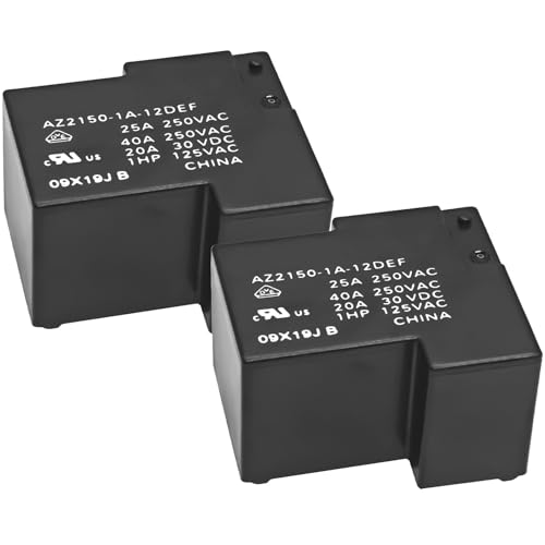 AZ2150-1A-12DEF Power Relay (Pack of 2) - 12VDC 40A SPST-NO, PCB Mount, Sealed Miniature Relay