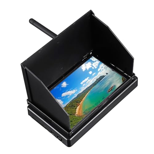 Fuhjythy 5.8G 48CH 4.3 Pouces LCD 480X272 16:9 NTSC/PAL FPV Moniteur Recherche Automatique avec Batterie Intégrée OSD pour Accessoires de Remplacement de...