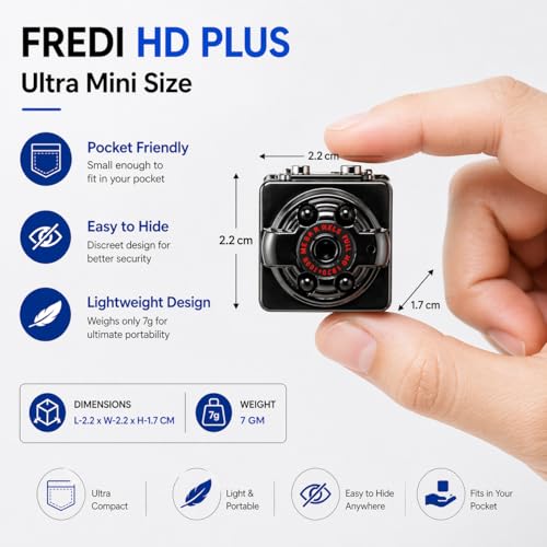 Image of FREDI HD PLUS Mini Camera 1080P HD Body Cam with Clip, Small Travel Vlogging Camera, Motion Detection, 32GB TF Card Support, Compact Wearable Video Recorder for Home Office Outdoor Use