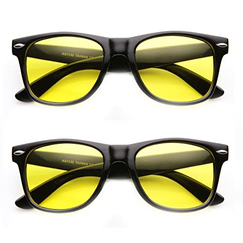 zeroUV Night-Driving Glare Reducing Yellow Tinted Lens Basic Horned Rim Glasses