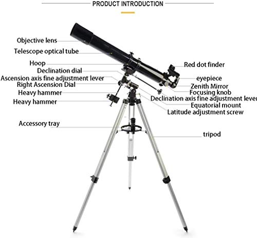 Telescopio astronómico refractor portátil 80mm apertura 900mm miniatura 2