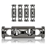 Ganzoo metalowe stopery do sznurków, zacisk prosty z podwójnymi otworami, kolor tytan, 36 x 10 mm, otwór 5 mm, zestaw 4 szt do tuneli i ściągaczy kurtek bluz