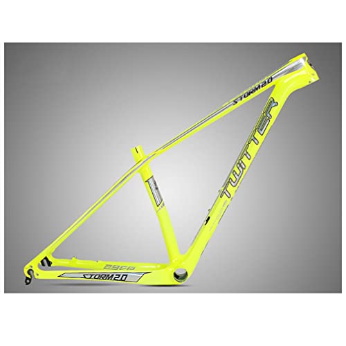 QHIYRZE 27.5er 29er Mountain Bikes Frame 15''/17''/19'' XC Hardtail Mountain Bikes Carbon Fiber Frame QR 135mm Disc Brake Frame Internal Routing (Color : Yellow, Size : 29 * 19'')