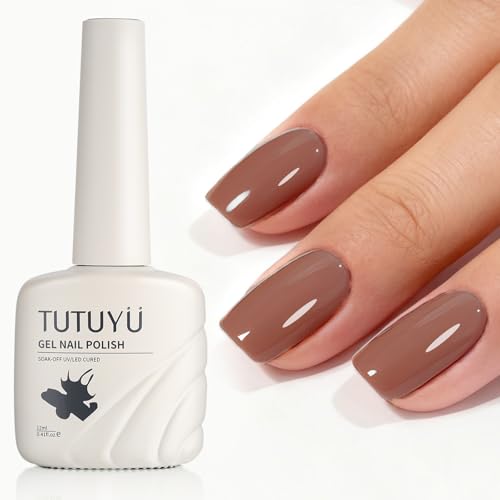 TUTUYU Latte Brown Gel Nagellack​​ | Einfache Deckung mit einem Zug, farbechte Farbe und ganzjähriges Essential, für Büro-Eleganz/Alltagslook - S144