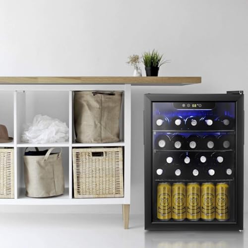 Image of Antarctic Star 18 Bottle Wine Cooler Beverage Refrigerator Beer Soda Clear Glass Door Quiet Bar Fridge Adjust Temp Control Freestanding, 2.4 Cu. Ft