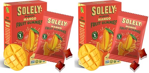 Image of SOLELY - Organic Mango Whole Fruit Gummies (5 Bags per Box) - Real Fresh Fruit - Healthy Snacks for Adults & Kids - Non GMO, Vegan Snacks, Shelf Stable - 5 Bags (3.5 oz) (Pack of 2)