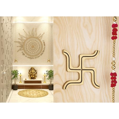 Image of COMPASS Brass Home Decorative Decor SWASTIK 卐 Wall Hanging Showpiece Antique | DI SW| Size:- 15 X15 cm | Pack Of 1