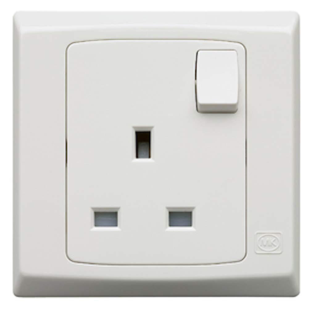 MK Slimline Plus 13A Sinlge Switch Socket, UK Standard S2757 White
