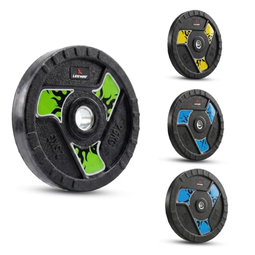 Image of LEEWAY Rubber Weight Plates for Home Gym | 50kg Set | 31mm Center Hole | Compatible with Standard Barbells & Rods | Durable Dumbbell Gym Plates for Home Strength Training (50 kg Set (2.5X2+5X2+7.5X2+10X2))
