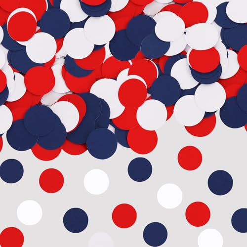 Image of 200Pcs Glitter Red White Blue Table confetti,Paper Circle Dots Confetti for Birthday Party Halloween Bachelorette Wedding Baby Shower Graduation Decorations