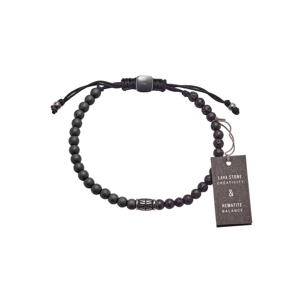 Fossil Vintage Casual Herren Halbedelstein- oder Edelstahlarmband mit Schieberverschluss