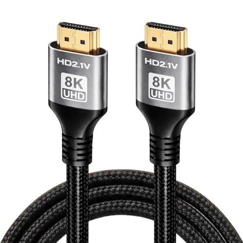 JiangZShangM Cavo Hdmi 2.1 2m, Ultra High Speed, Cavo Hdmi 8k 60hz 4k 120hz 48gbps, High Speed per 8k UHD, Compatibile eARC HDR, 2m per TV Monitor Proiettore Dispositivi Gaming