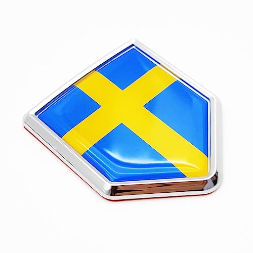 Emblema cromado de bandera de Suecia Overdecor con relieve premium para carrocería exterior