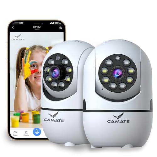 Image of Camate Minion 2MP Smart CCTV Wi-fi Home Security Camera, 360 View, 2 Way Talk, Colored Night Vision, Motion Detect, Supports SD Card Up to 256 GB (Pack of 2)