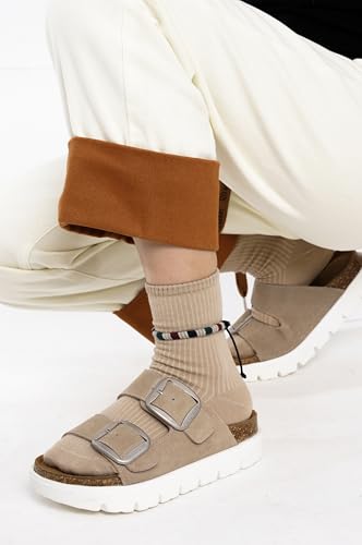 Image of Project Cloud 100% Genuine Leather Platform Sandals Women Footwear - Wedge Chunky Slides for Women 2026 with Memory Foam Insole & Cork Footbed Womens Sandals (GreeceChunky)
