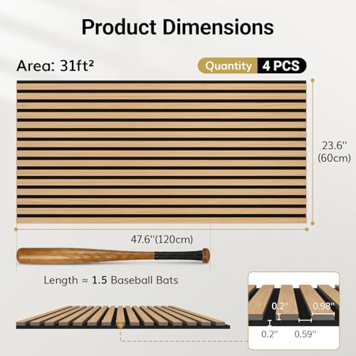 Image of TONOR Wood Wall Panels for Interior Wall Decor-4 Pack 47.2 inch x 23.6 inch