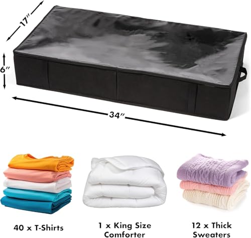 Image of Raggle Underbed Storage Bags Foldable Clothes Bag Large Capacity Storage With Clear Window Reinforced Handles Zippered Organizer Non-Woven For Comforters Blankets Bedding (Modern, 6)