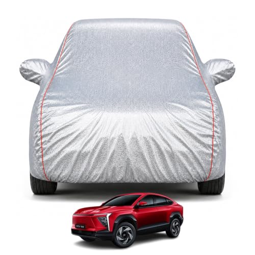 Image of Premium Car Cover for XEV 9e 2024-2026 Models | Waterproof, UV & Dust Protection | Mirror & Antenna Pocket | Triple Stitched, Soft Inner Lining, Belt & Buckle (Metalic Silver)