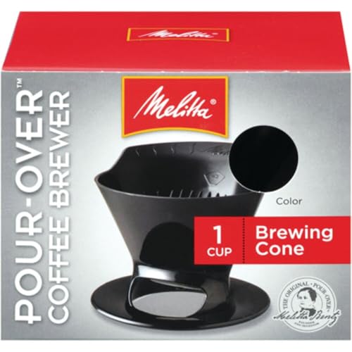 Image of Melitta 64007 1 Cup Black Pour-Over Coffee Brew Cone