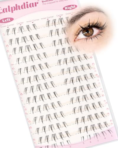 Calphdiar Bottom Lashes Natural 5-7MM Bottom Eyelash Clusters Clear Band Lower Individual Lashes CC Curl Cluster Eyelash Extensions Pre-Mapped Lash Clusters for Everyday Looks Easy to Use