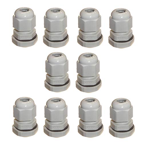 10 Stück graue M16 16 mm TRS Füllkompressionsverschraubungen für 4-8 mm Kabel, wasserdicht IP68 mit Kontermutter und Unterlegscheibe Cover