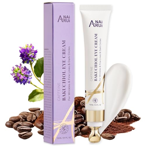 ANAI RUI Caffeine Bakuchiol Firming Eye Cream, Retinol & Peptide Eye Cream for Dark Circles, Puffiness, Wrinkles, Bakuchiol Alternative Retinol Eye Mo