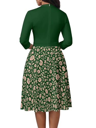 Image of PinkPatty Women's Casual A-line Midi Dresses 3 /4 Sleeve V Neck Fit and Flare Dress with Pockets