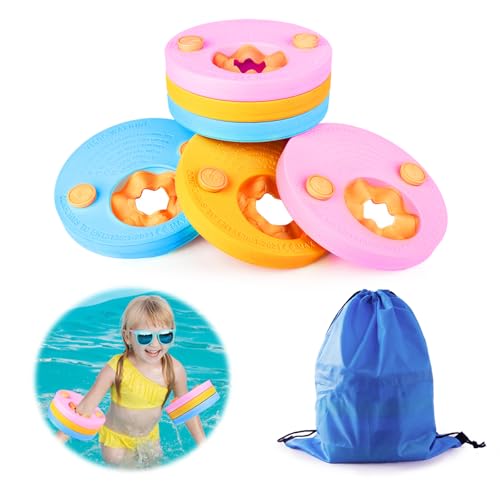 6PCS Manguitos Piscina para Niños, Espuma Eva Manguitos Discos, 2-6 años Piscina Discos Flotadores, Manguitos Dolphin, Flotador Bebe con Bolsa de Almacenamiento Portátil
