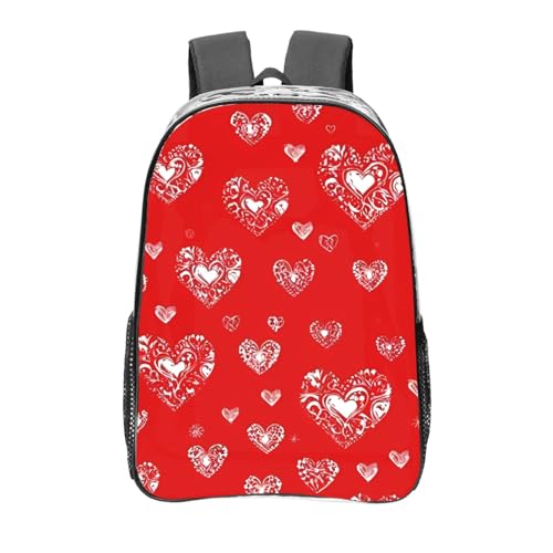 Love. Print Work Travel Stadium Events Transparent Backpack PVC Clear Bag Large Side Pockets